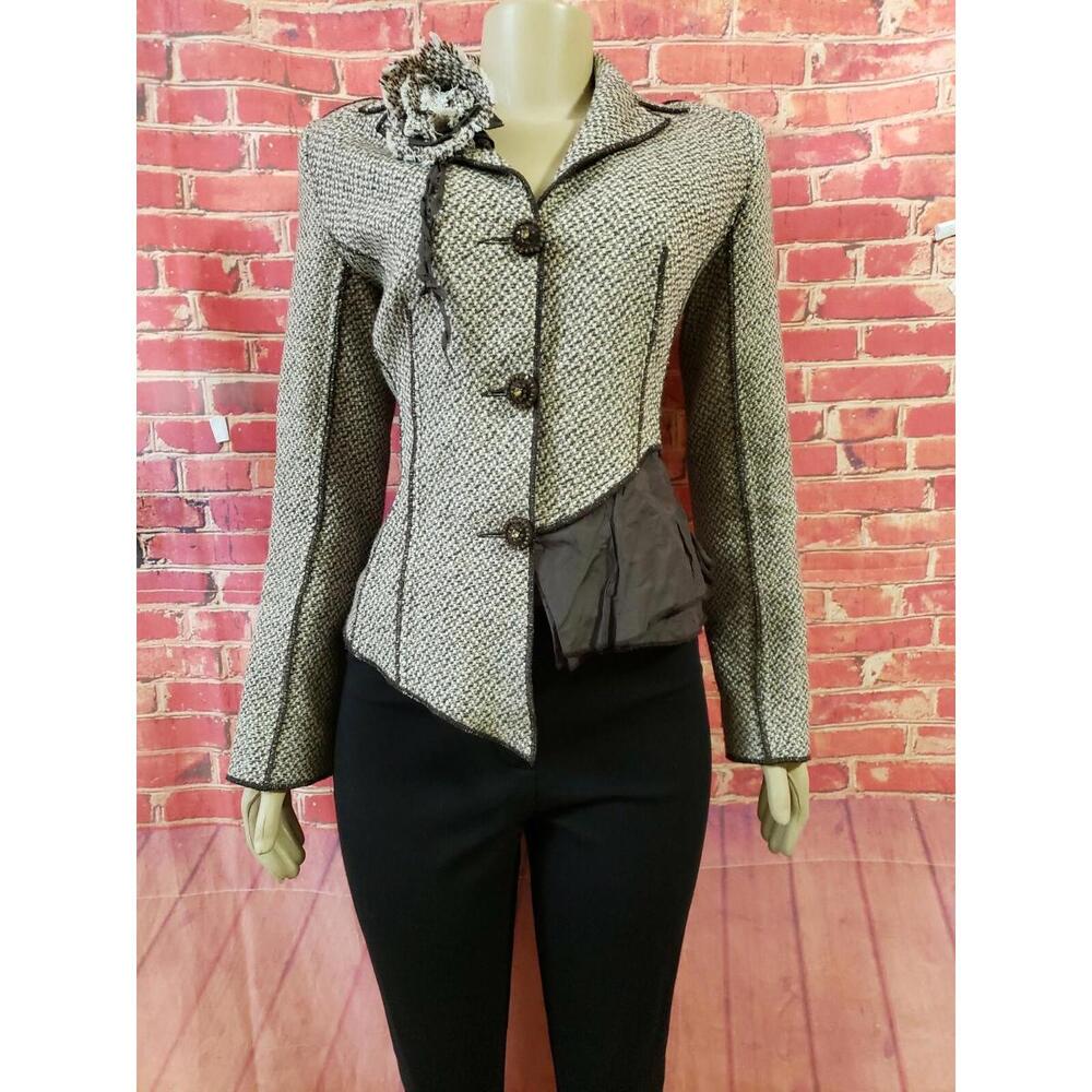 Extenzo Paris Made In France Lagenlook Brown Women's Blazer Jacket F 40/ Us 10